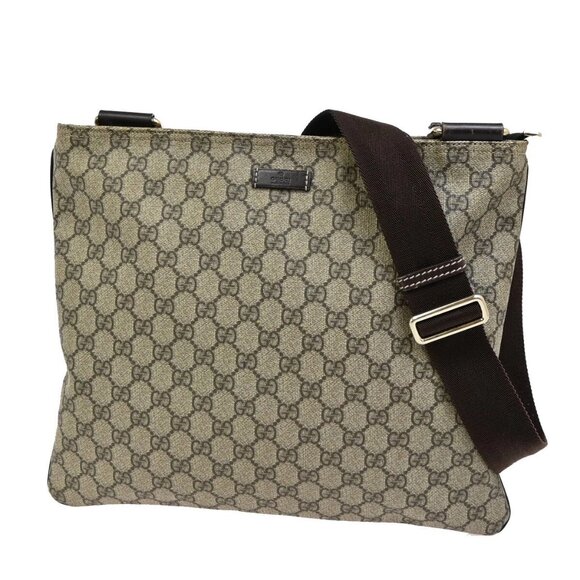 GUCCI Logo GG Pattern Crossbody Shoulder Bag Supreme Leather Brown GHW 38FB893 - Picture 1 of 16